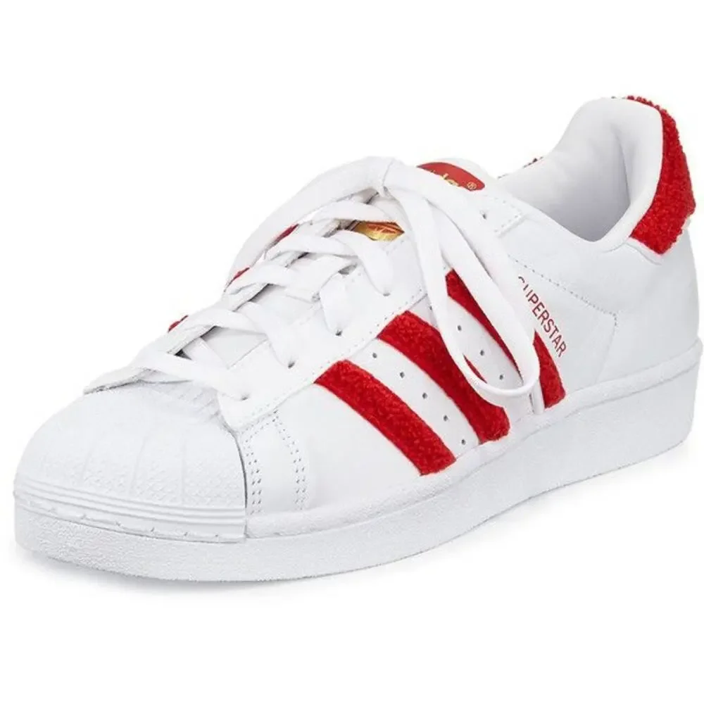 adidas Originals Chenille Superstar Fashion Sneaker Cloud White Better Scarlet 9